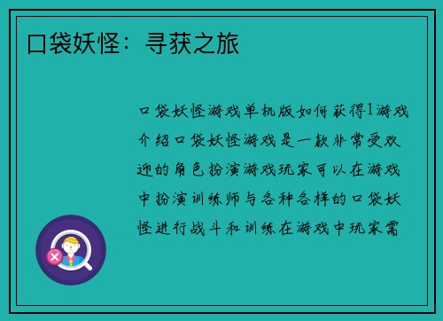 口袋妖怪：寻获之旅
